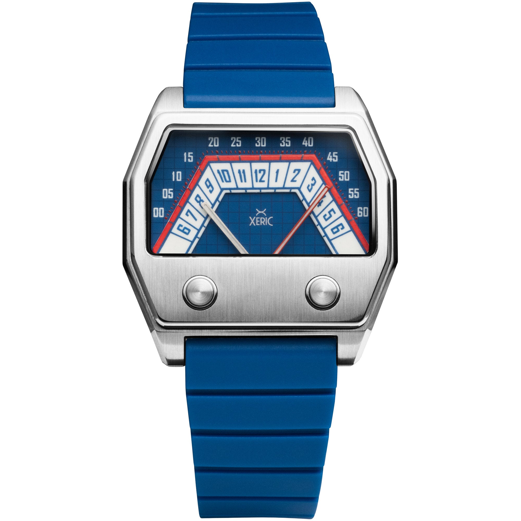 Volta Double Retrograde Silver Blue | Xeric.com – Xeric Watches