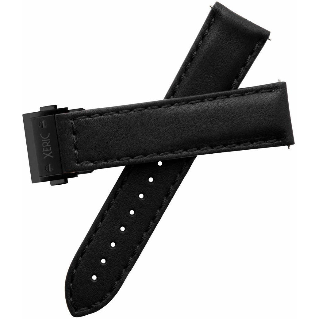 Xeric 22mm Horween Black Essex Strap with Black Hidden Deployant