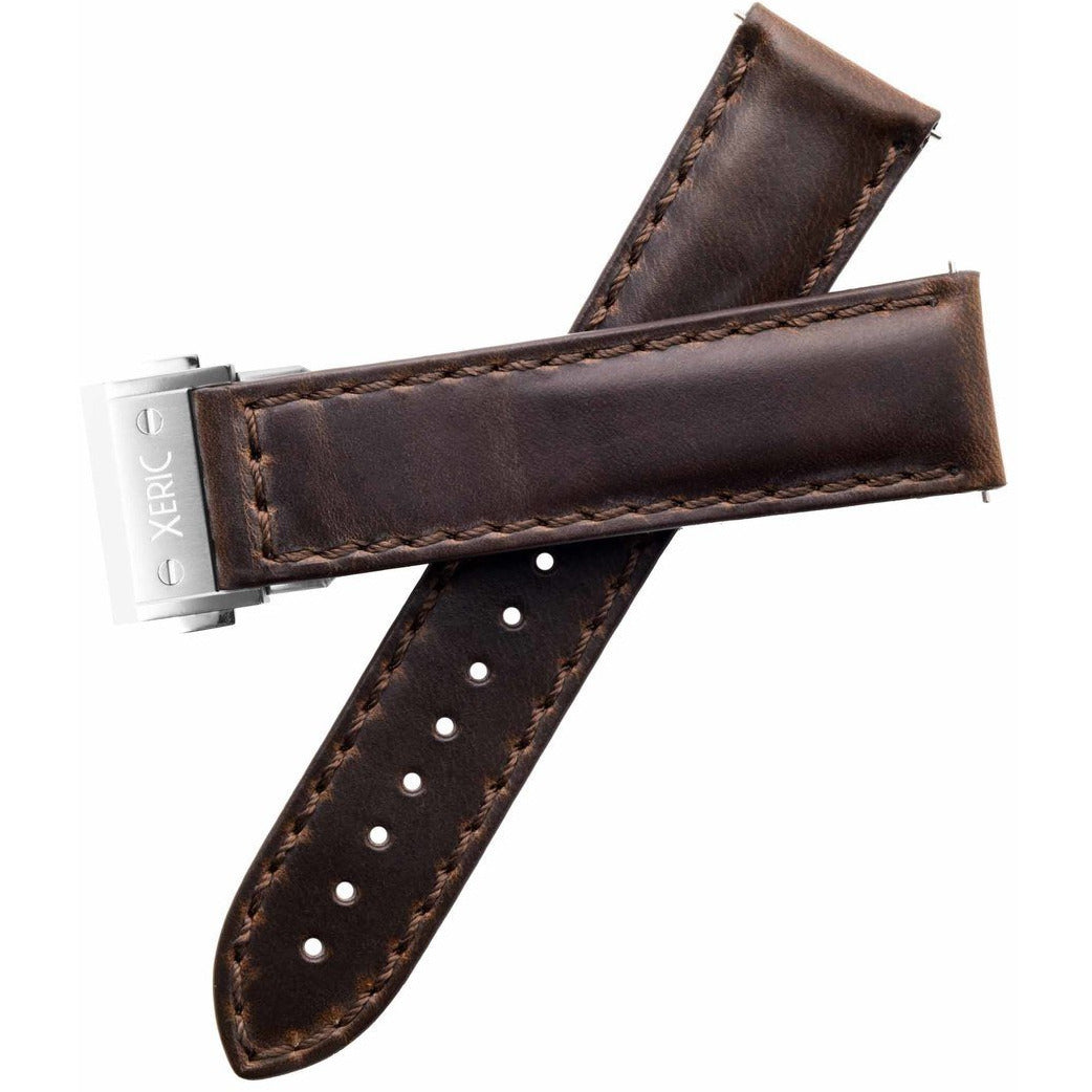 Xeric 22mm Horween Brown Chromexcel Strap with Silver Hidden