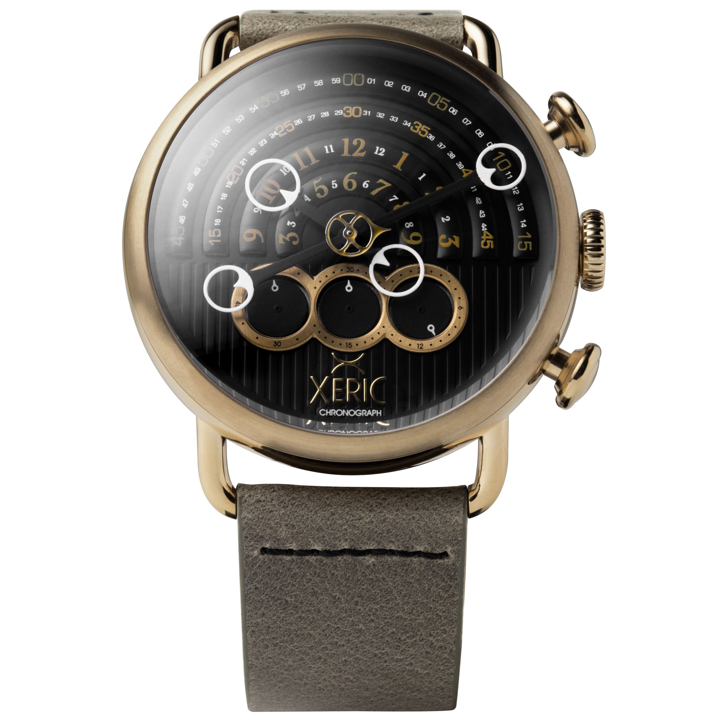 PLATERIA RAMAシグネチャーモデル Halograph Chrono Sapphire Antique Brass | Xeric.com – Xeric Watches