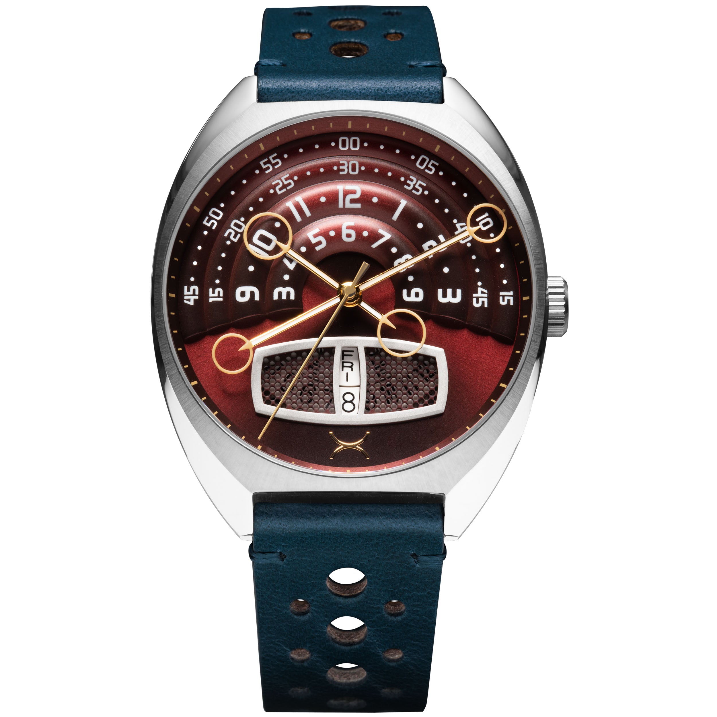ローレンサイ Marlowe and Waking ED400 Halograph III Automatic Oxblood Blue | Xeric.com – Xeric Watches