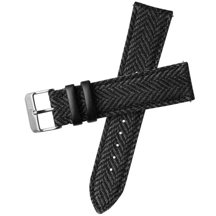 Xeric 20mm Herringbone Tweed Black Strap Silver Buckle