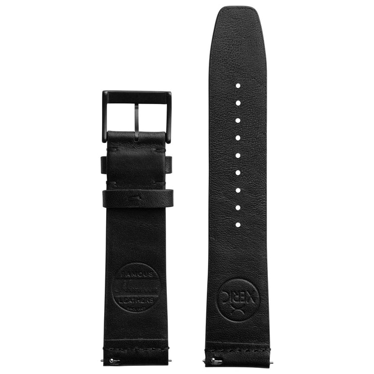 Xeric 20mm Ribbed Horween Leather Black Strap Black Buckle