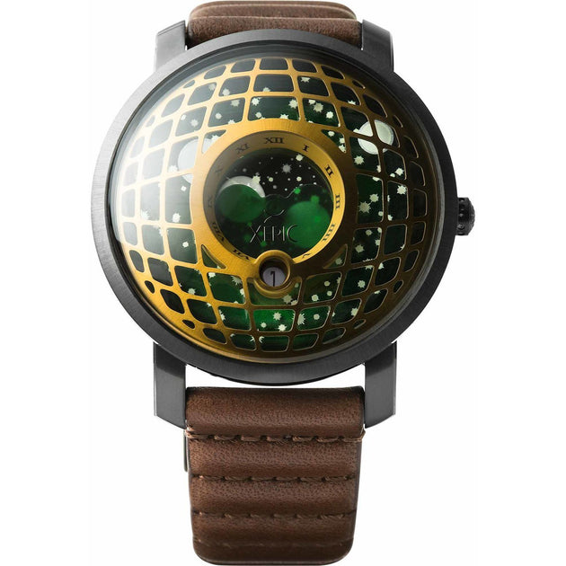 Trappist-1 Moonphase Brass Green | Xeric.com – Xeric Watches