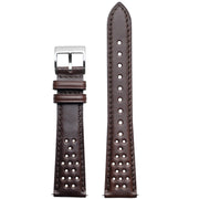 Xeric 20mm Horween Dark Brown Perforated Leather Strap Silver Buckle