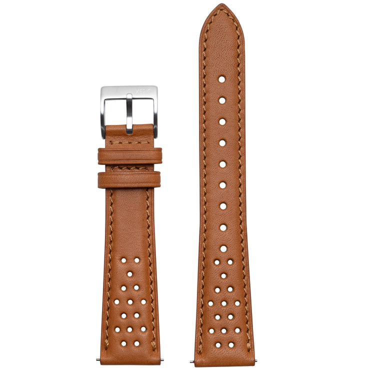 Xeric 20mm Horween Tan Perforated Leather Strap Silver Buckle