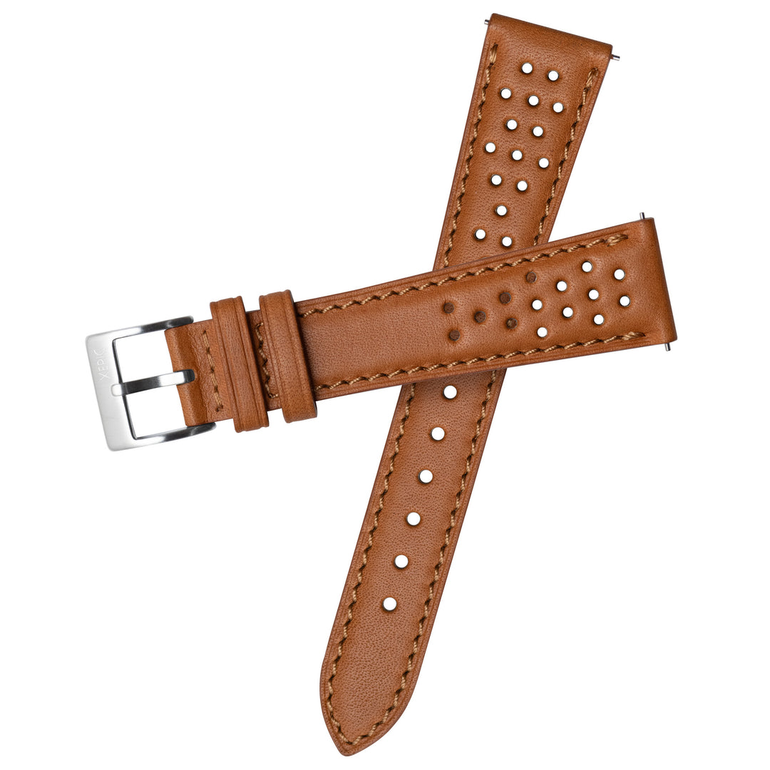 Xeric 20mm Horween Tan Perforated Leather Strap Silver Buckle