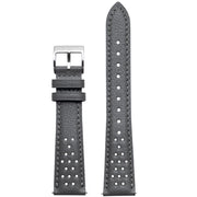 Xeric 20mm Italian Gray Perforated Leather Strap Silver Buckle