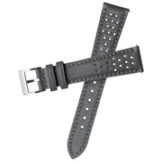 Xeric 20mm Italian Gray Perforated Leather Strap Silver Buckle