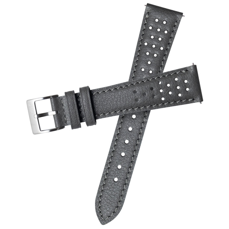Xeric 20mm Italian Gray Perforated Leather Strap Silver Buckle
