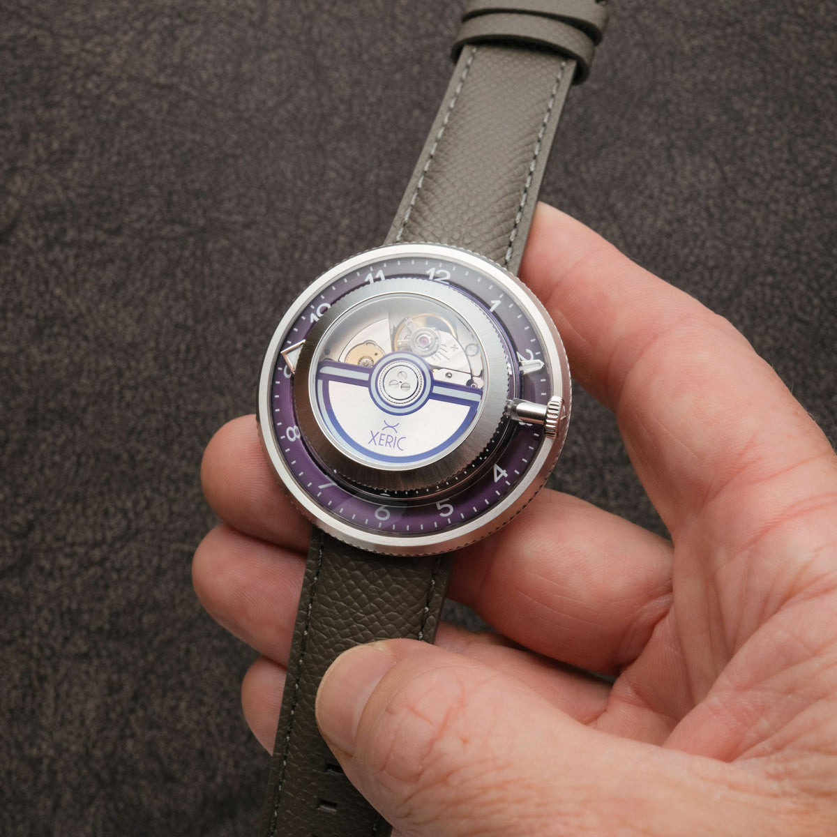 Invertor plus Automatic Deep Purple Limited Edition Xeric watches men with inverted movement on a leather strap