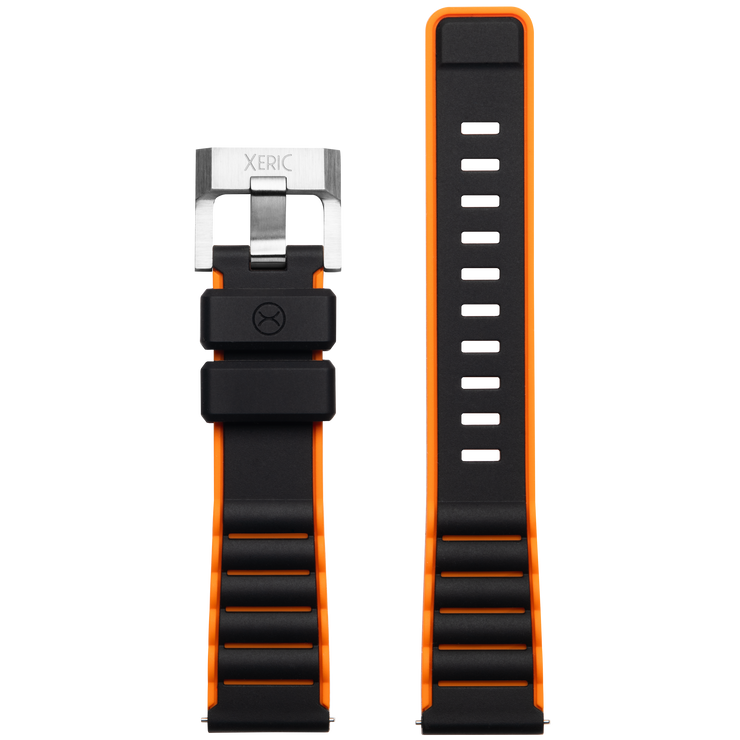 Xeric 20mm Black Orange Silicone Strap
