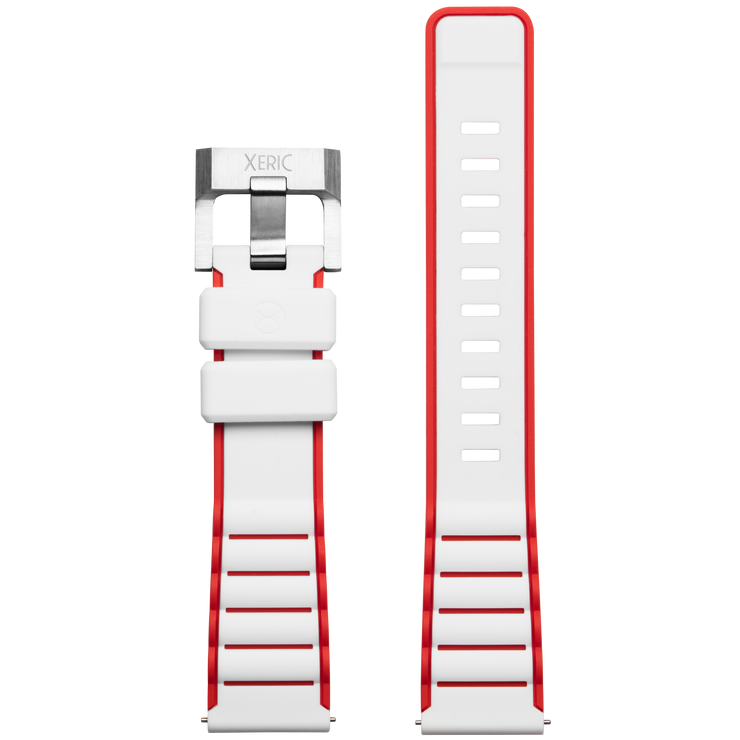 Xeric 20mm White Red Silicone Strap