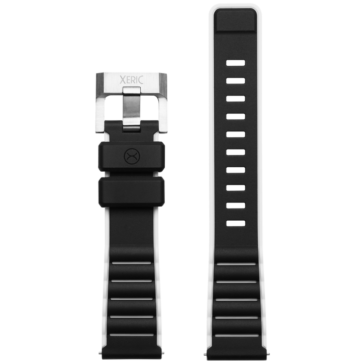 Xeric 20mm Black white Silicone Strap