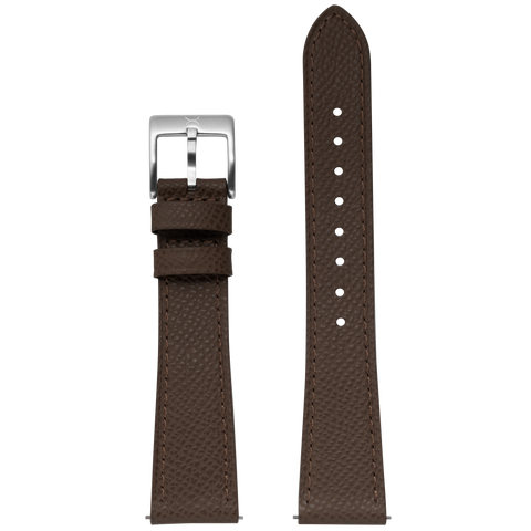 Xeric 20mm Saffiano Dark Brown Leather Strap Silver Buckle featured image