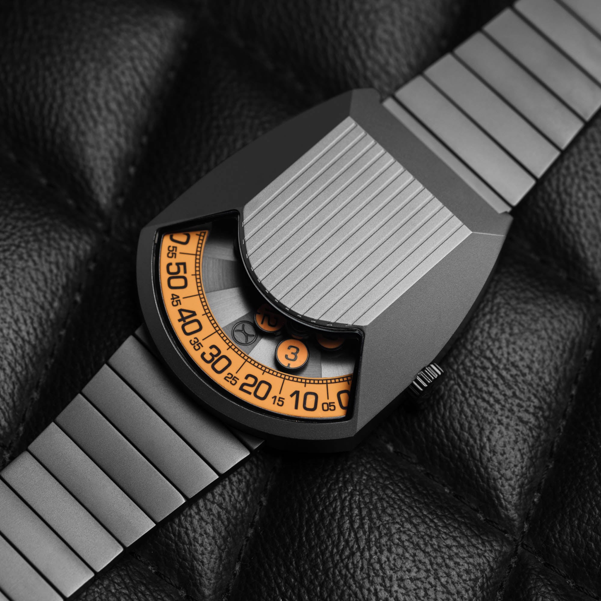 Retronaut Automatic Wandering Hour Matte Gunmetal Orange | Xeric