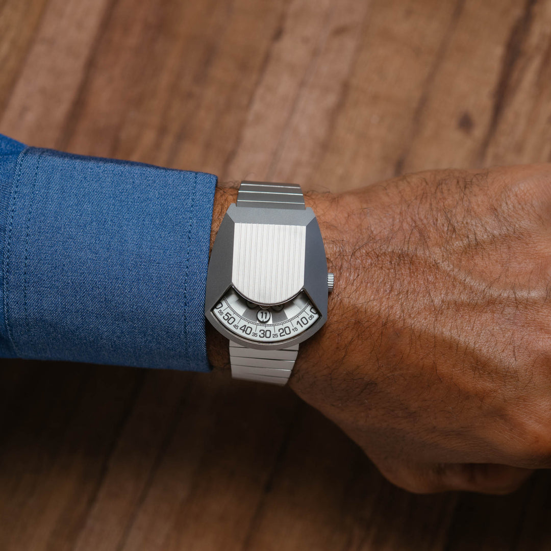 Retronaut Automatic Wandering Hour Matte Steel White