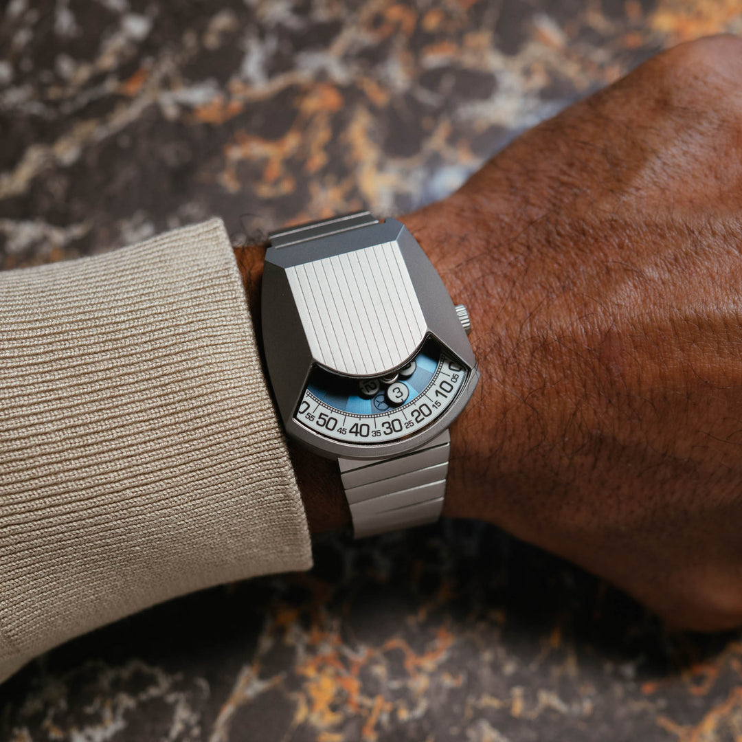 Retronaut Automatic Wandering Hour Matte Steel Blue