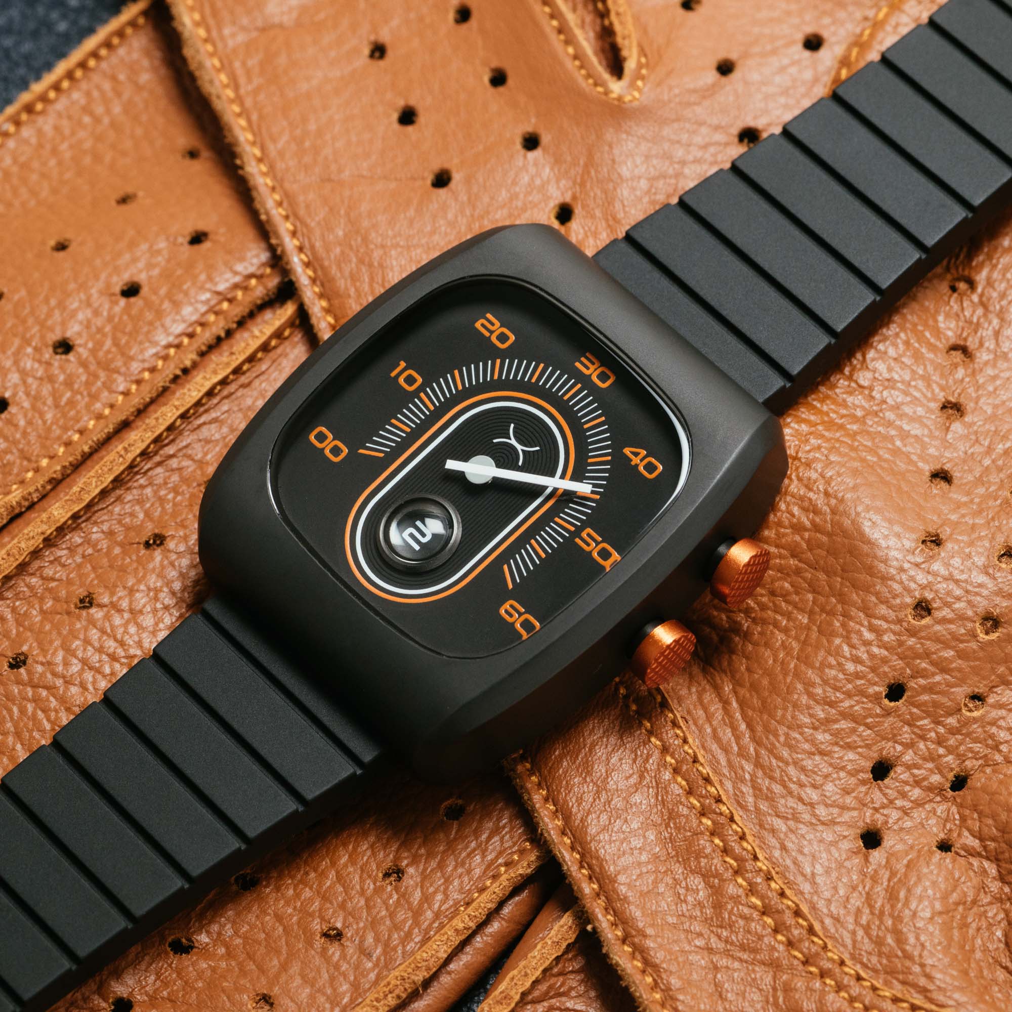 Retroscope Jump Hour Black Orange | Xeric.com – Xeric Watches