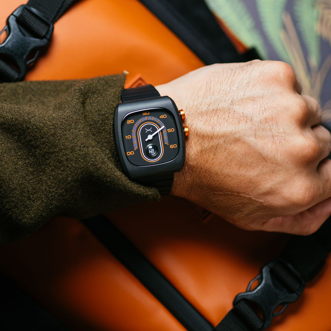 Retroscope Jump Hour Black Orange | Xeric.com – Xeric Watches