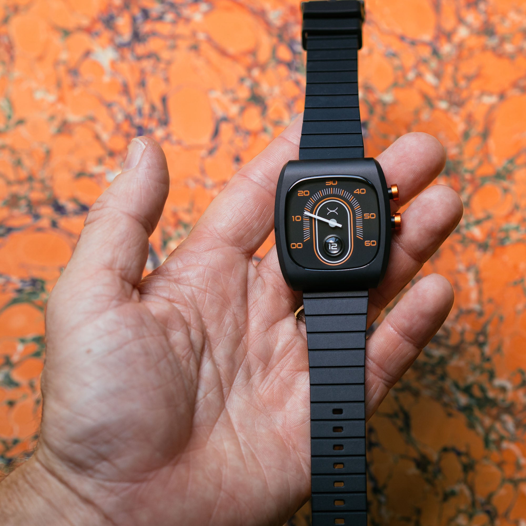 Retroscope Jump Hour Black Orange | Xeric.com – Xeric Watches