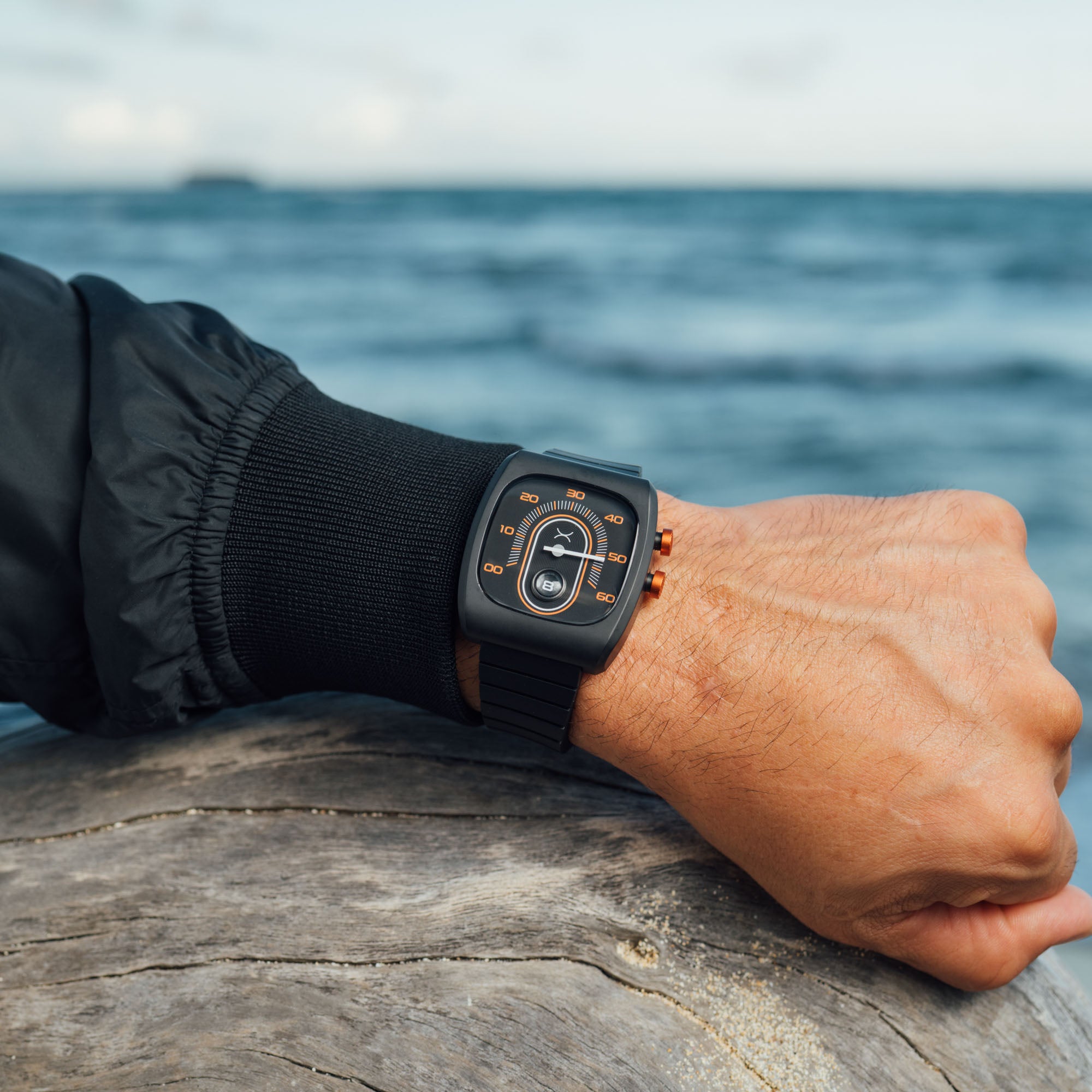 Retroscope Jump Hour Black Orange | Xeric.com – Xeric Watches