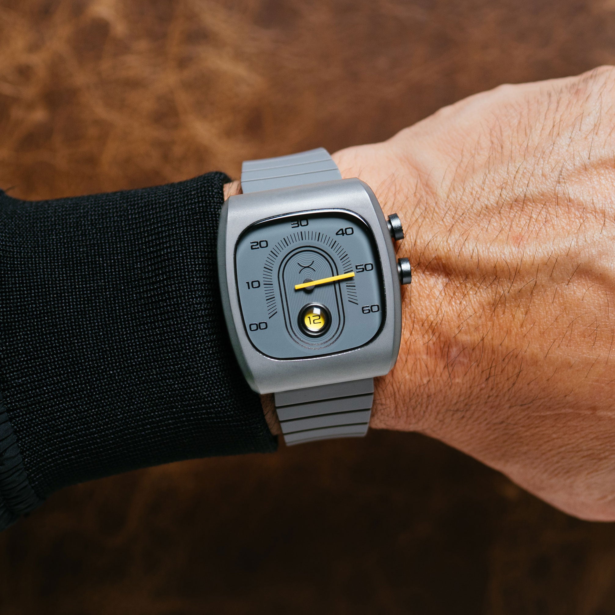 Retroscope Jump Hour Gray Yellow | Xeric.com – Xeric Watches