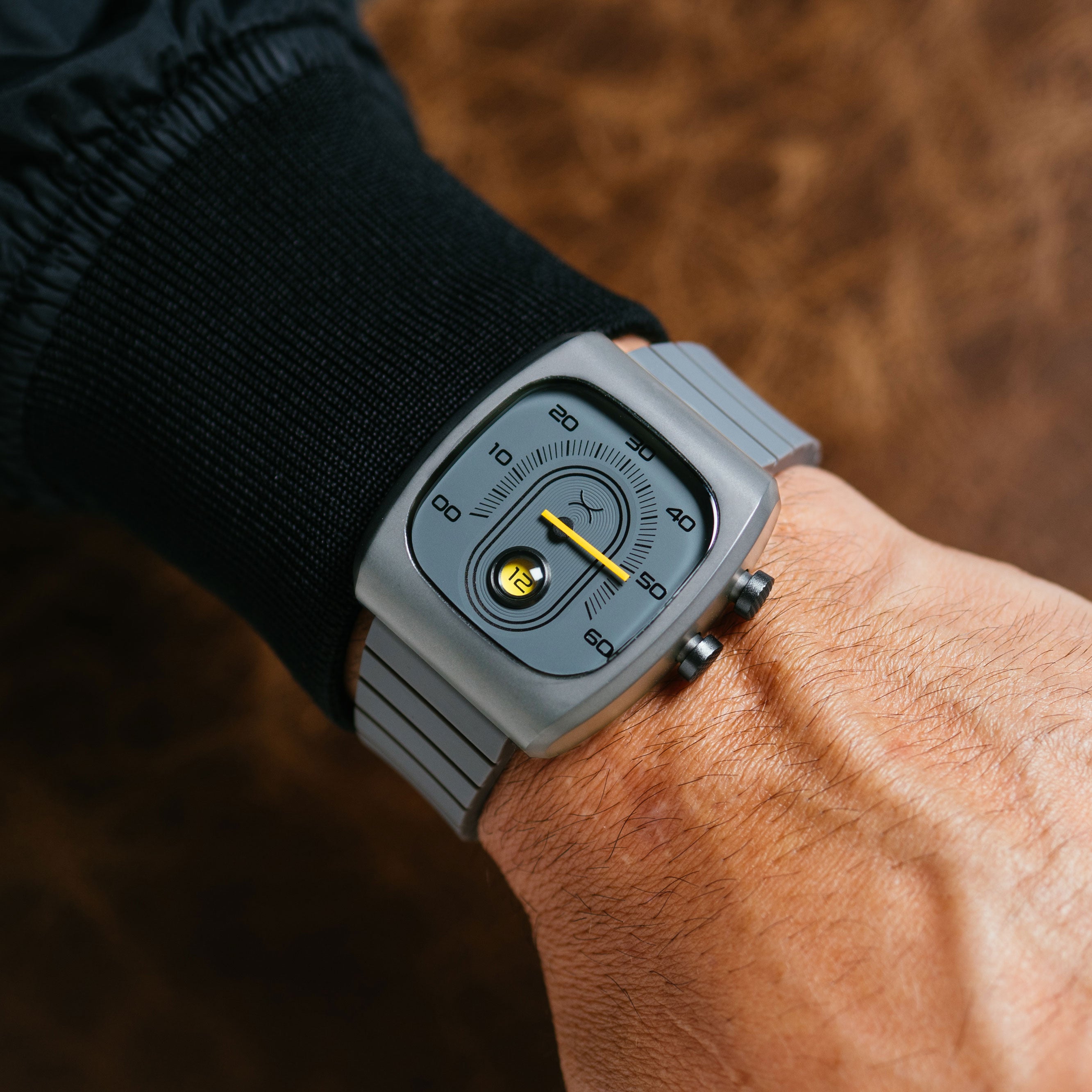 Retroscope Jump Hour Gray Yellow | Xeric.com – Xeric Watches