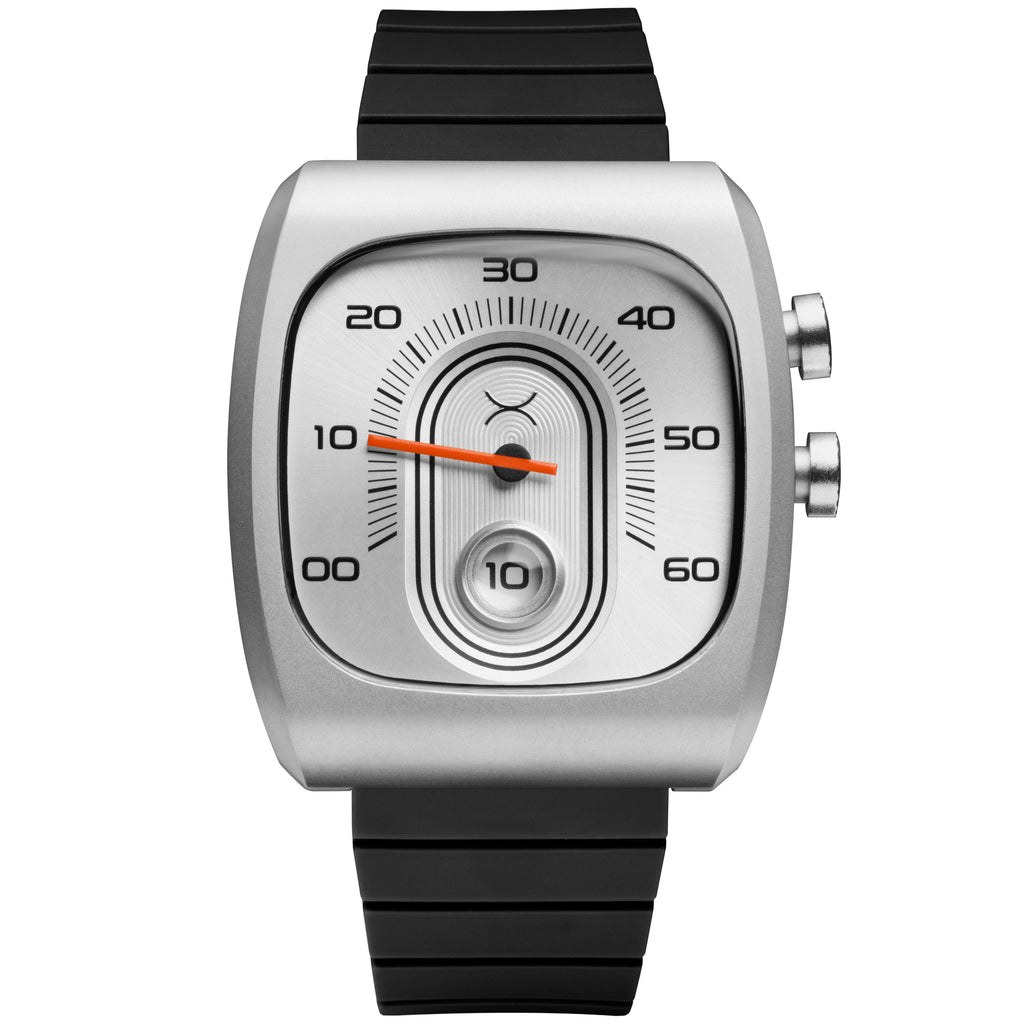 Retroscope Jump Hour Silver Black | Xeric.com – Xeric Watches