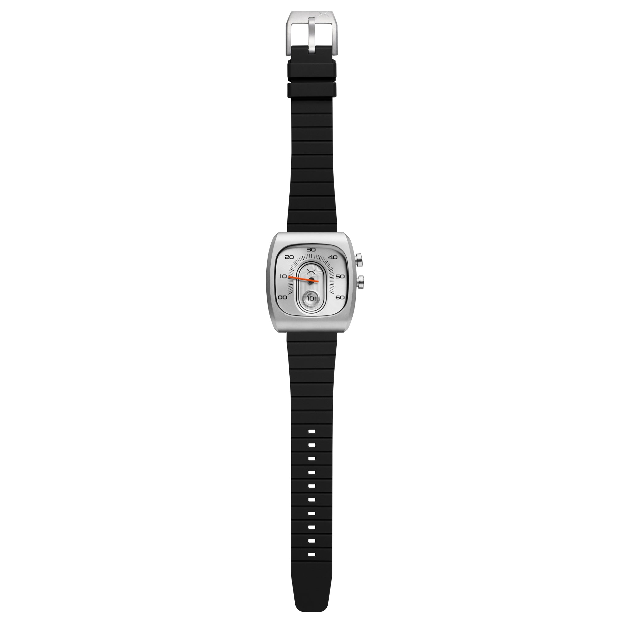 Retroscope Jump Hour Silver Black | Xeric.com – Xeric Watches