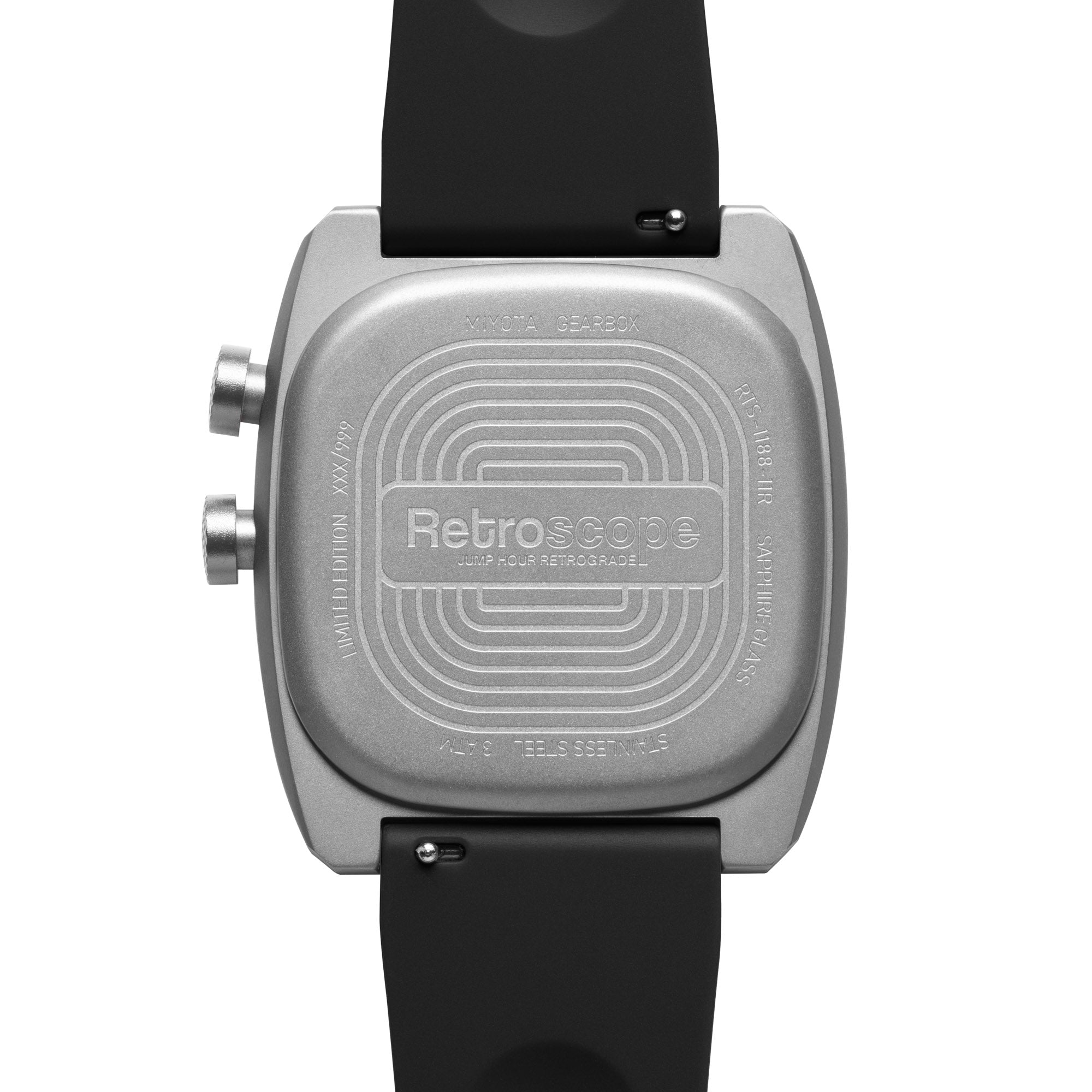 Retroscope Jump Hour Silver Black | Xeric.com – Xeric Watches