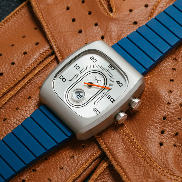 Retroscope Jump Hour Silver Blue | Xeric.com – Xeric Watches