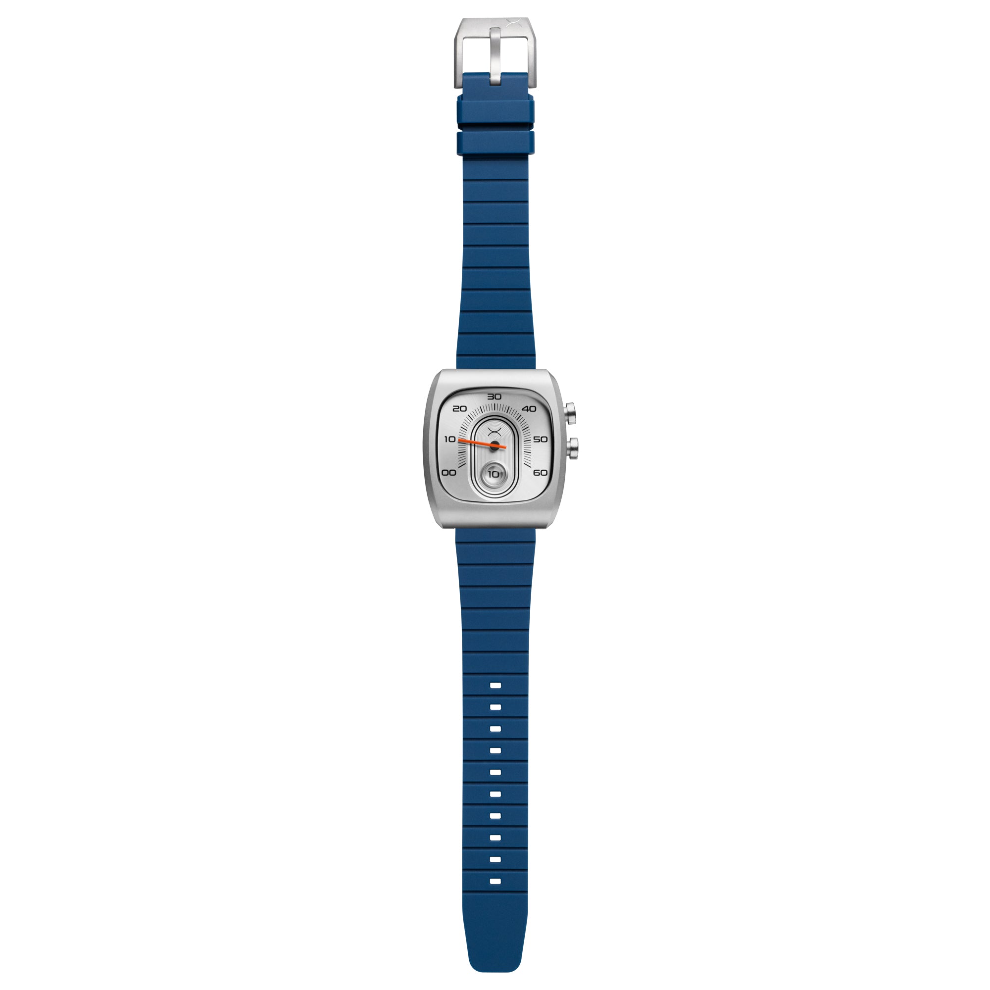 Retroscope Jump Hour Silver Blue | Xeric.com – Xeric Watches
