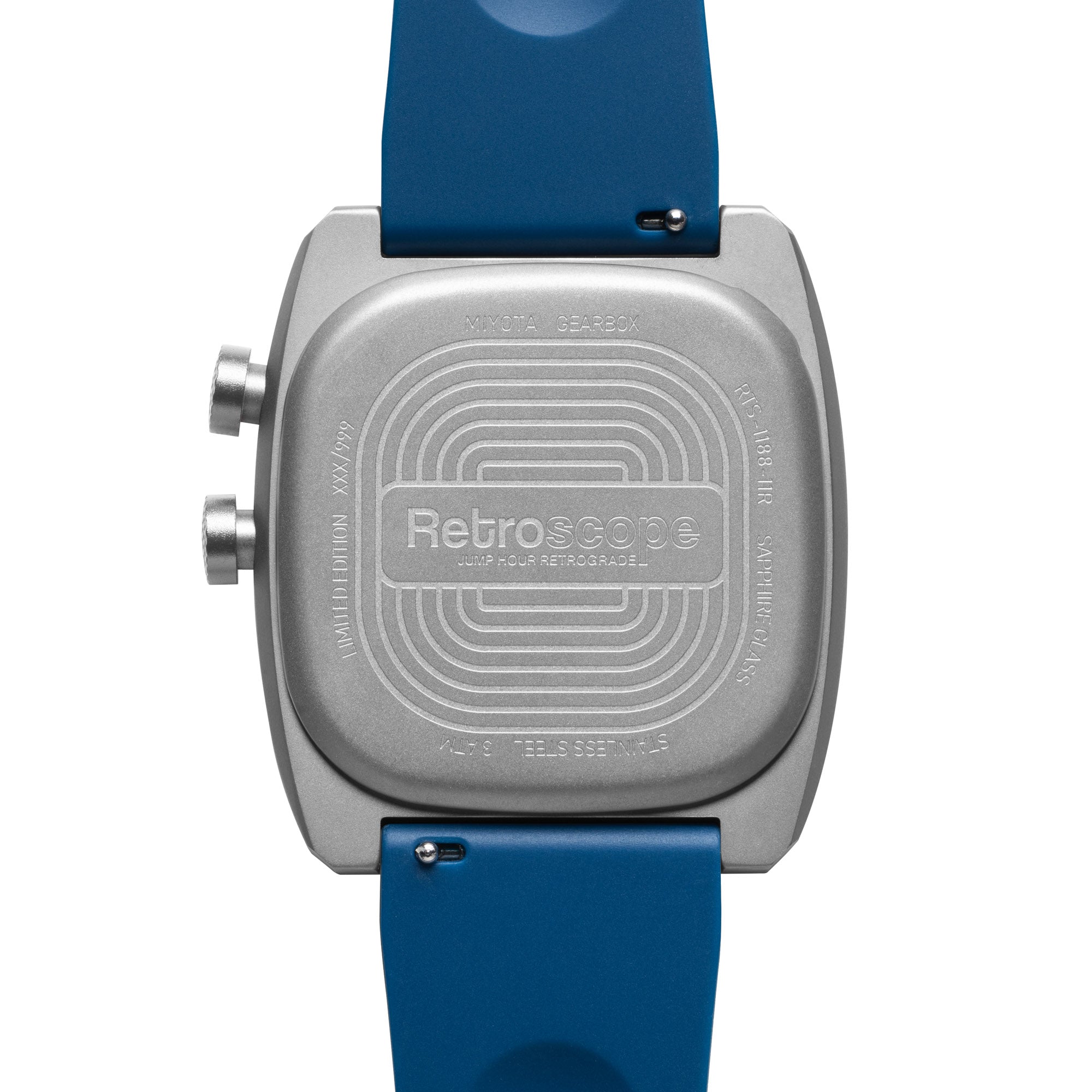 Retroscope Jump Hour Silver Blue | Xeric.com – Xeric Watches