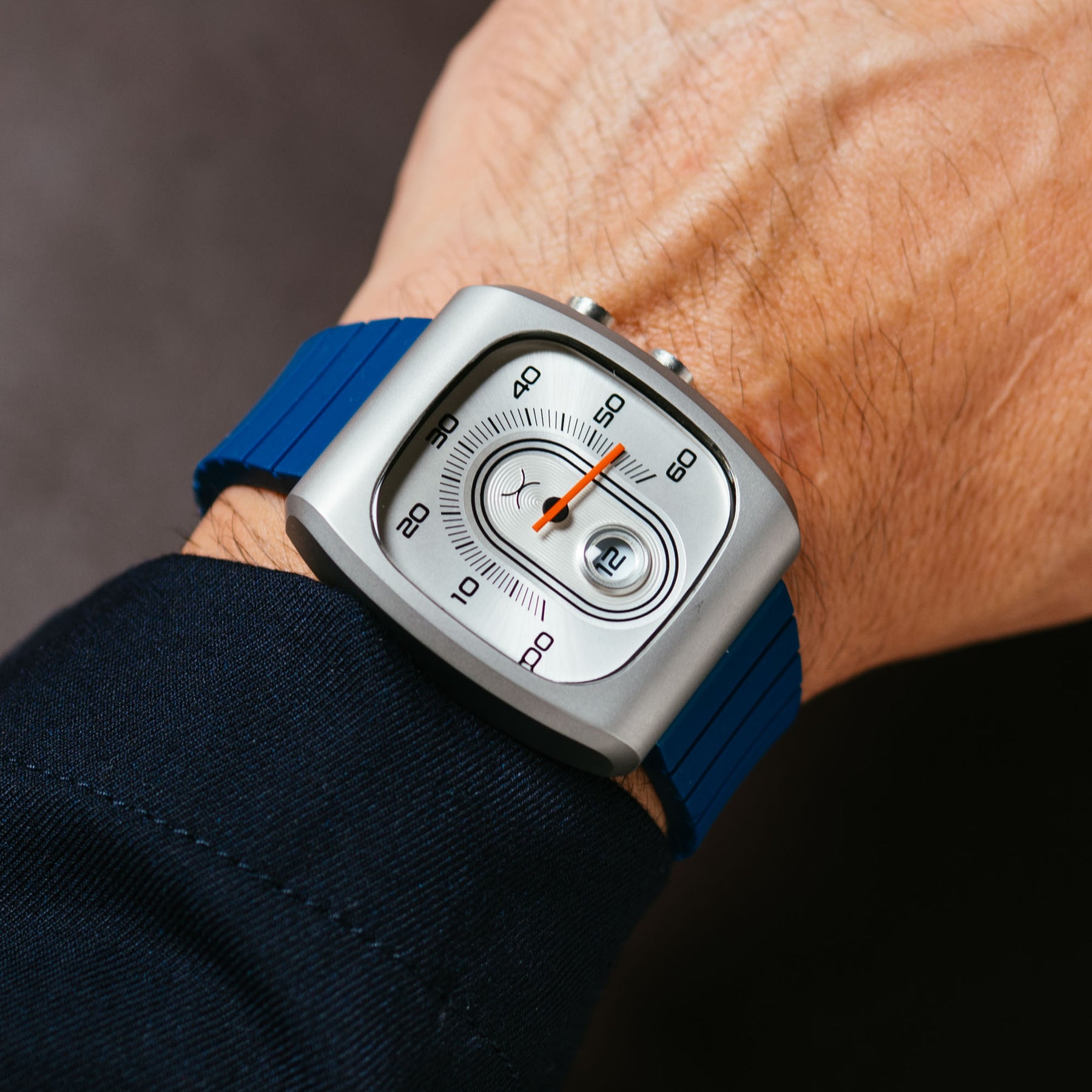Retroscope Jump Hour Silver Blue | Xeric.com – Xeric Watches