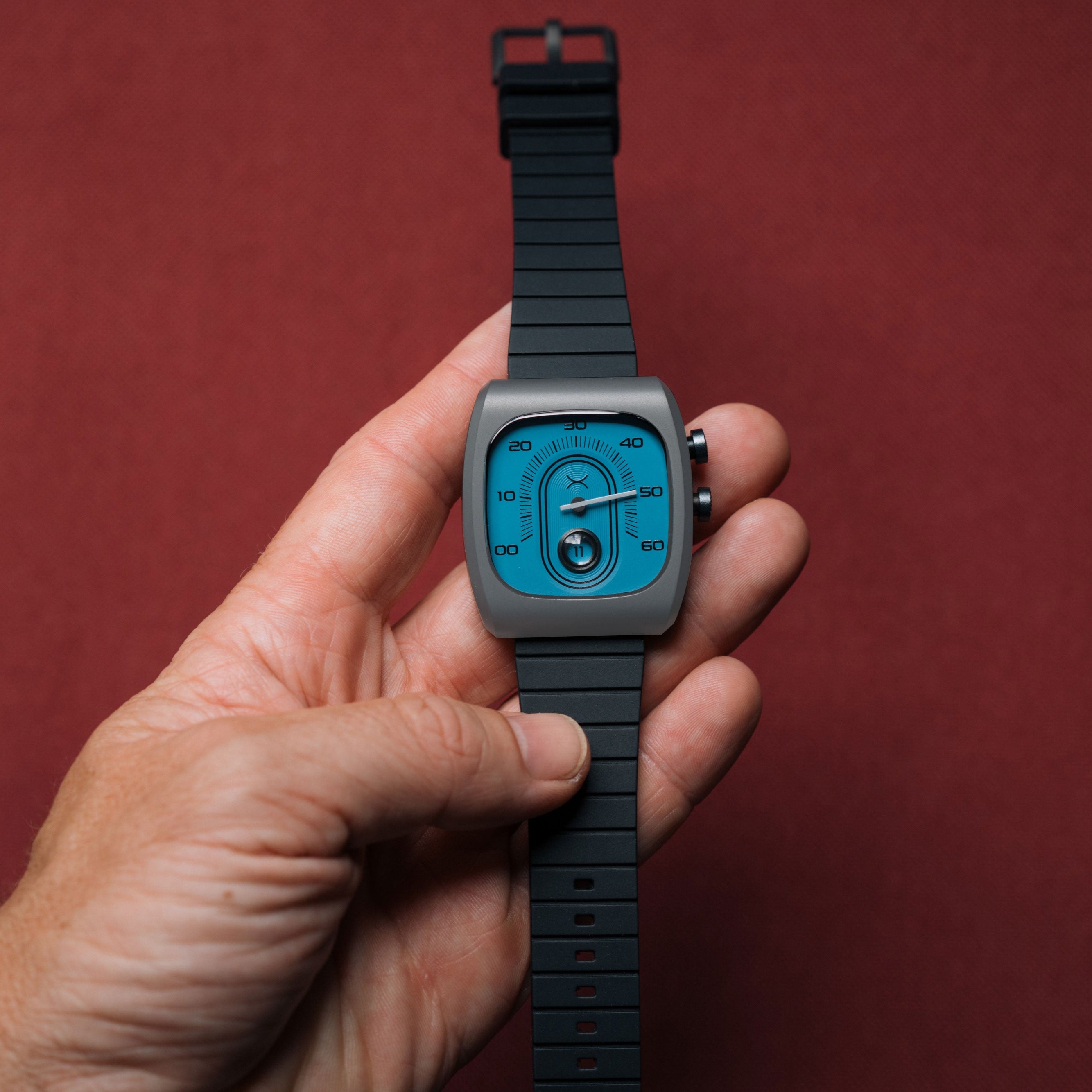 Retroscope Jump Hour Slate Blue | Xeric.com – Xeric Watches