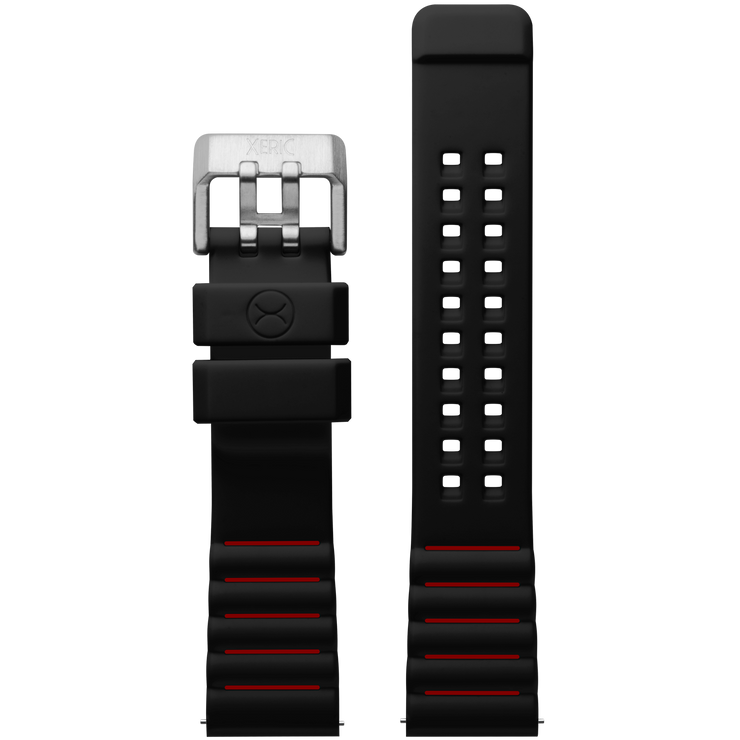 Xeric 22mm Black Red Silicone Strap