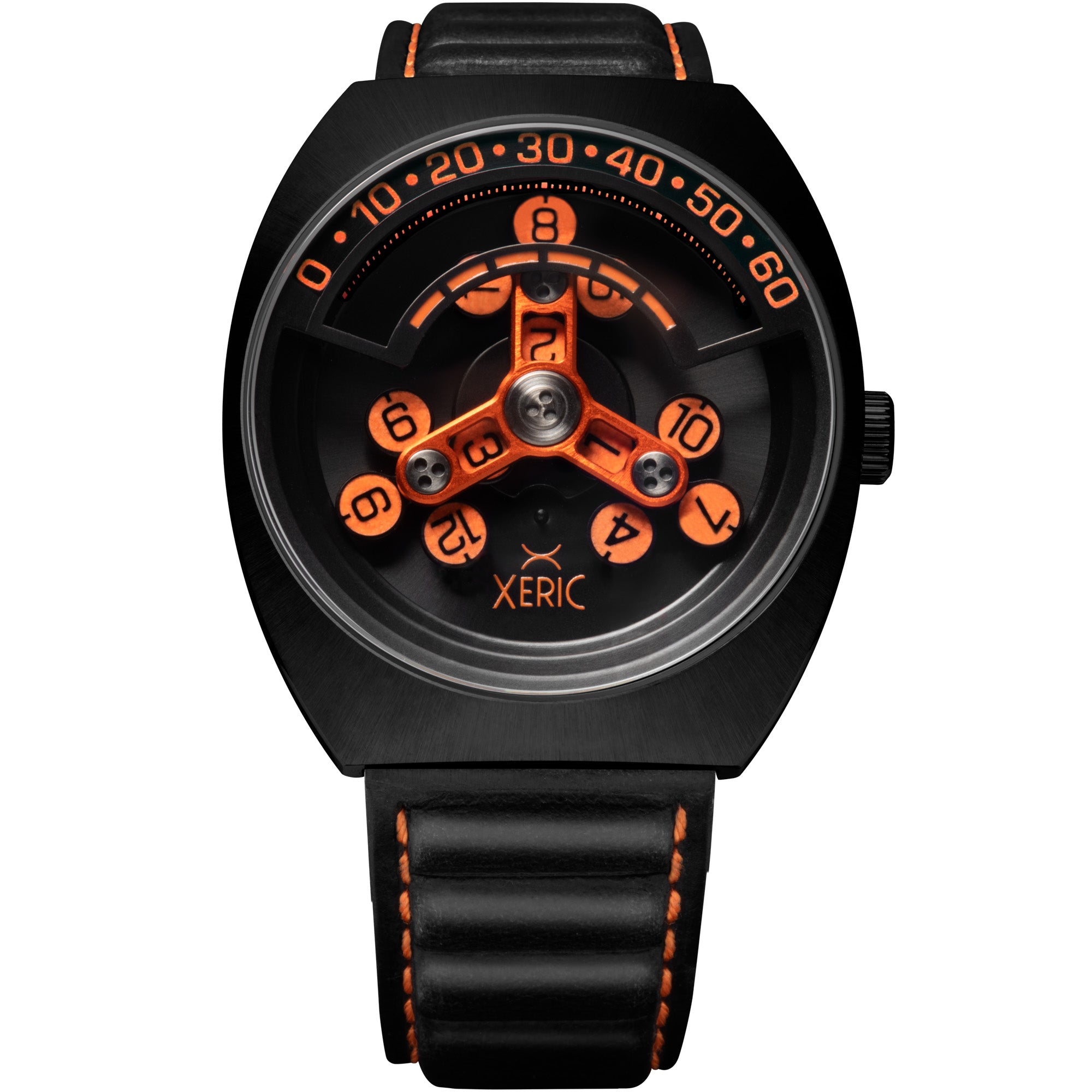 【超美品】Xeric 自動巻腕時計 ブラック/オレンジ Scrambler Automatic Wandering Hour Black Orange | Xeric.com