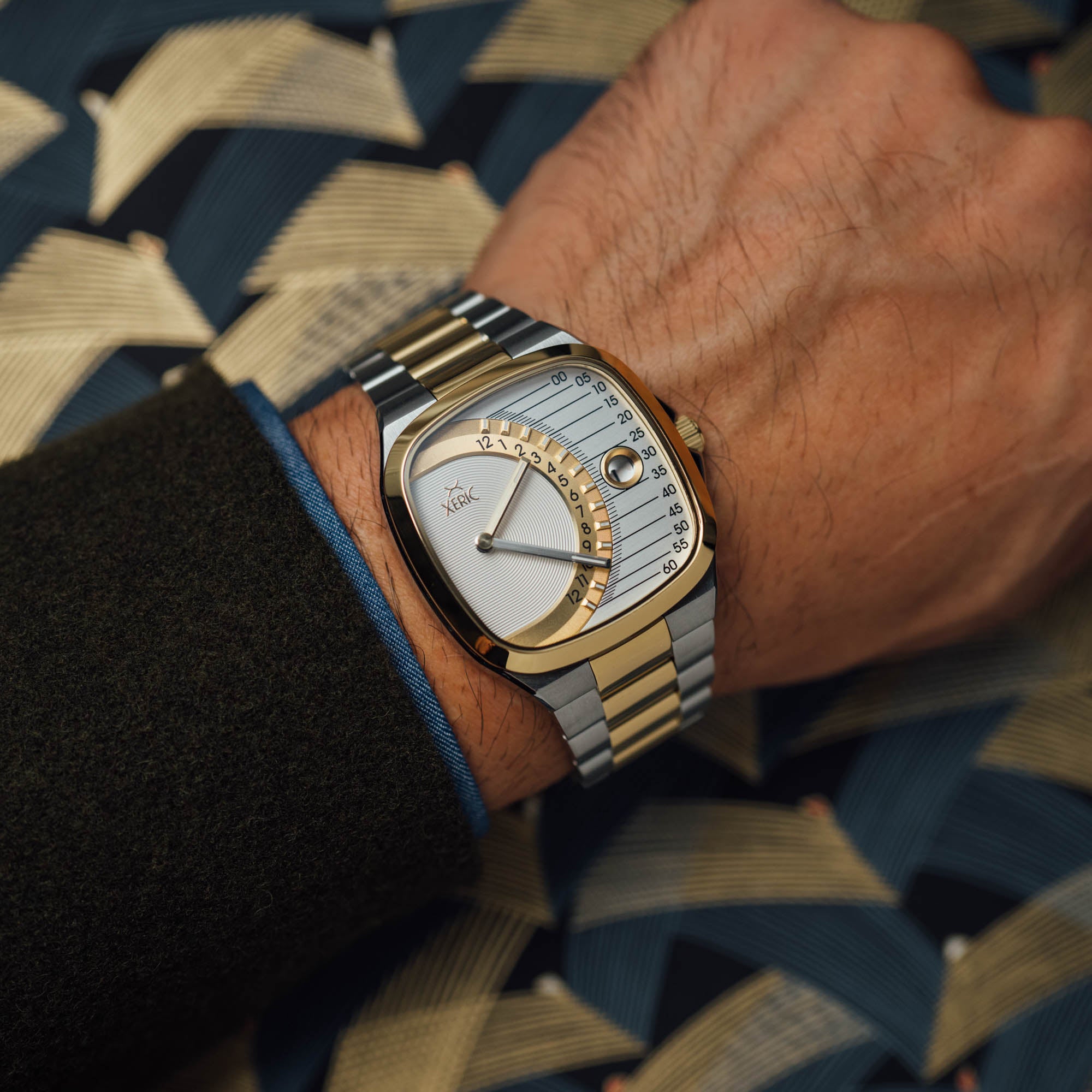 Timeline Retrograde Automatic Two-tone Gold Silver | Xeric.com