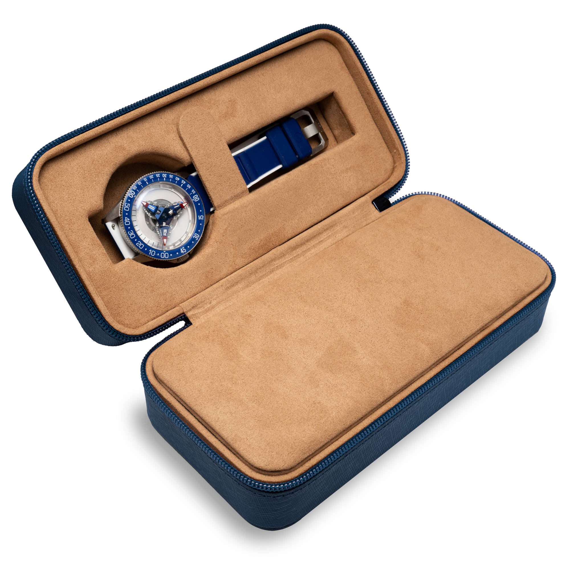 Xeric Two-watch Prussian Blue Saffiano Carrying Case | Xeric Watches
