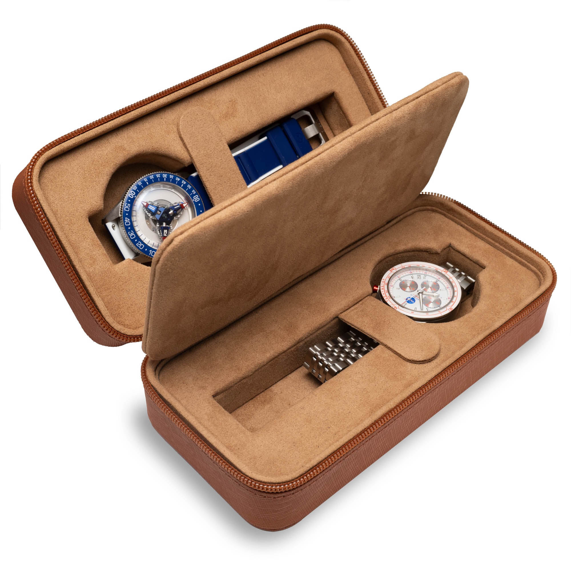 Xeric Two-watch Tan Saffiano Carrying Case | Xeric Watches