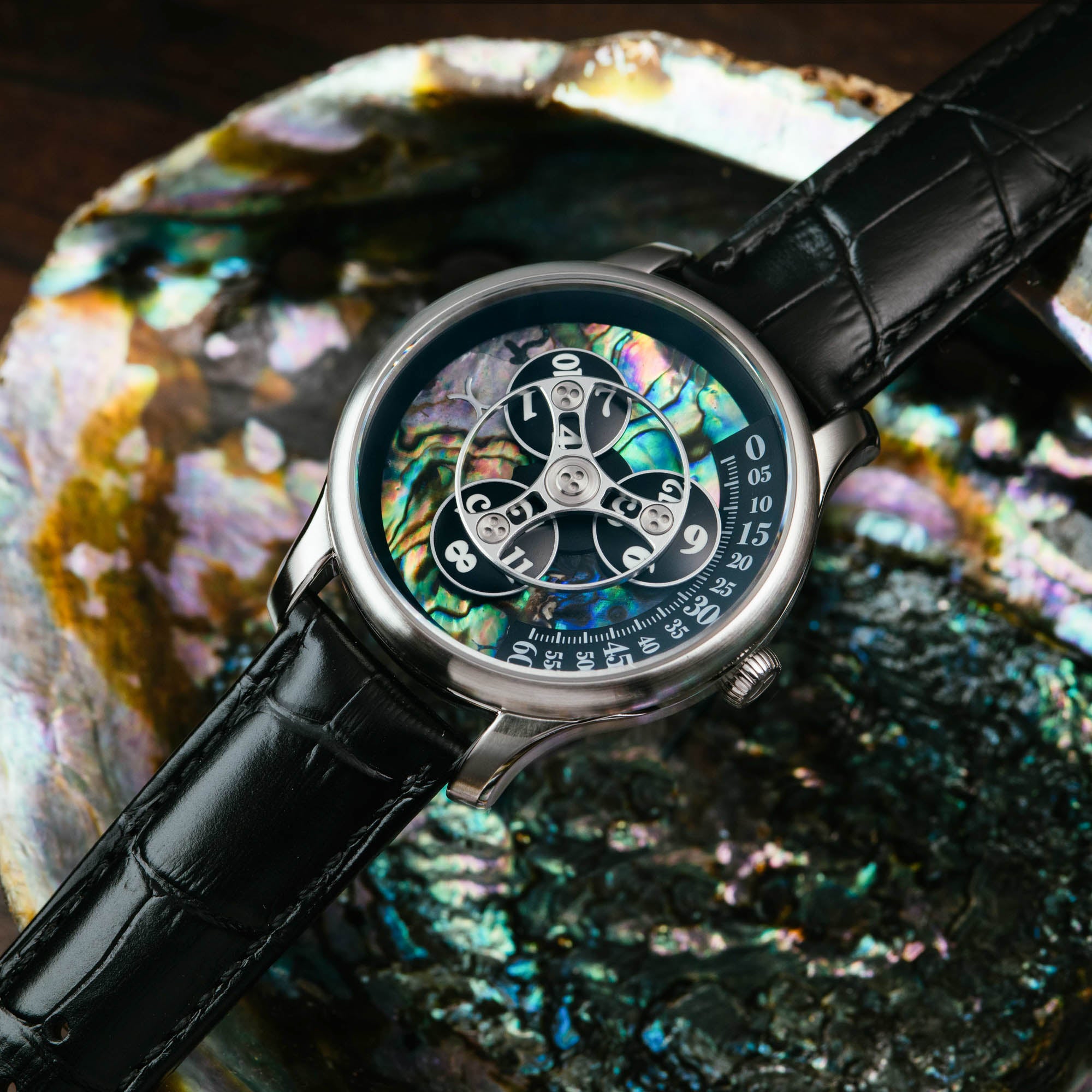 Triptych Automatic Wandering Hour Stone Edition Abalone | Xeric