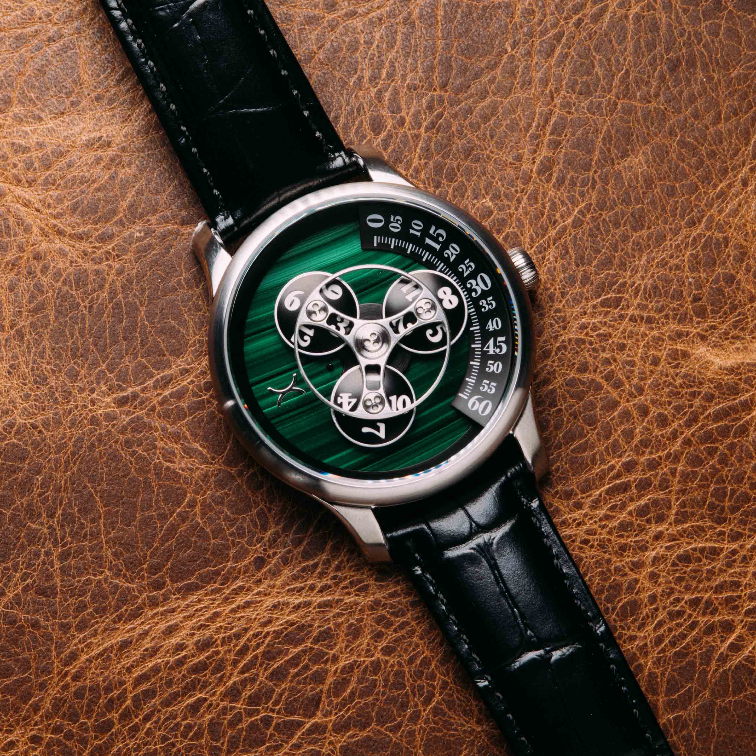 Triptych Automatic Wandering Hour Stone Edition Malachite | Xeric