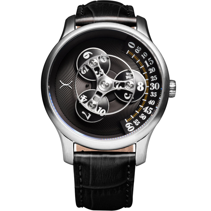 Triptych Automatic Wandering Hour Steel Black