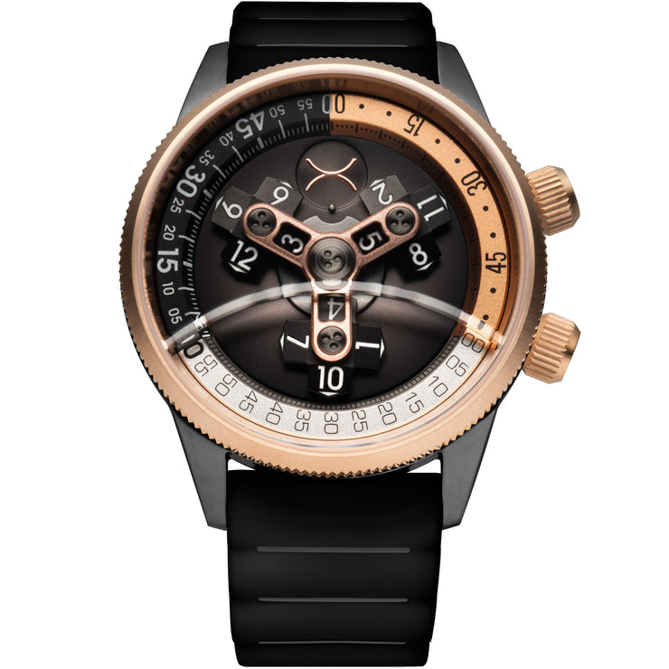 Vendetta II Automatic Wandering Hour Gunmetal Rose Gold