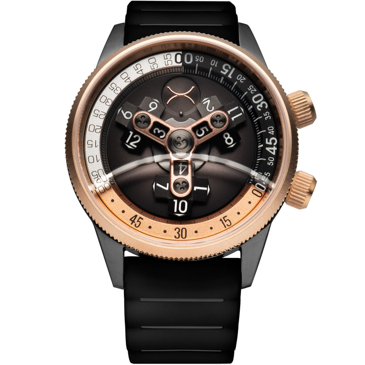 Vendetta II Automatic Wandering Hour Gunmetal Rose Gold