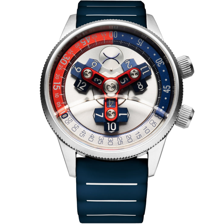 Vendetta II Automatic Wandering Hour Navy Red