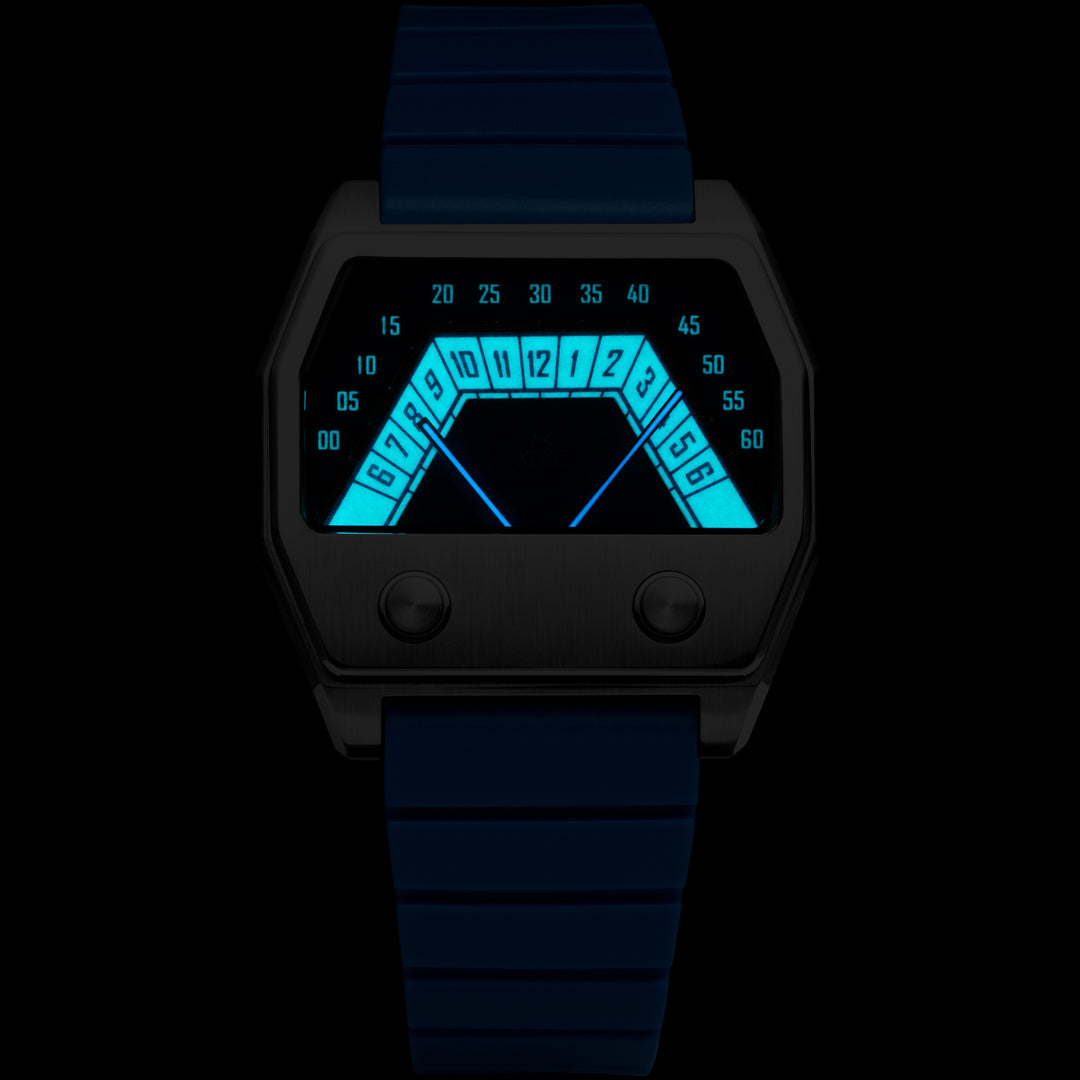Volta Double Retrograde Silver Blue