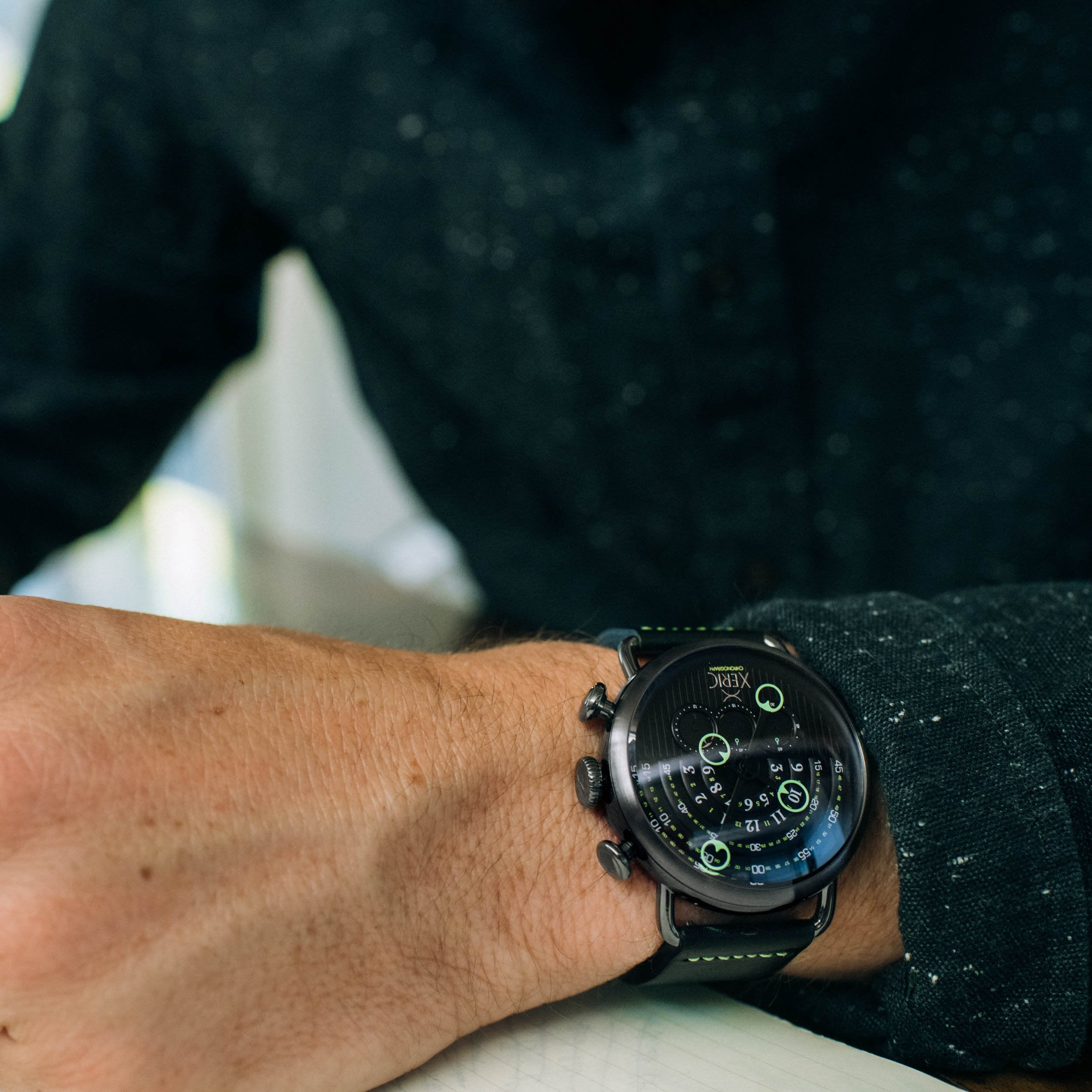 Halograph Chrono Sapphire Gunmetal Lime | Xeric.com – Xeric Watches