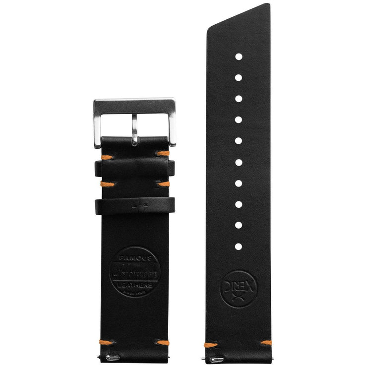 Xeric 22mm Horween Beaufort Leather Black Orange Strap
